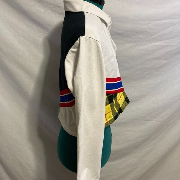 Nike Sports Women's long sleeve Cropped yellow plaid multicolor sweatshirt XS - Picture 4 of 10